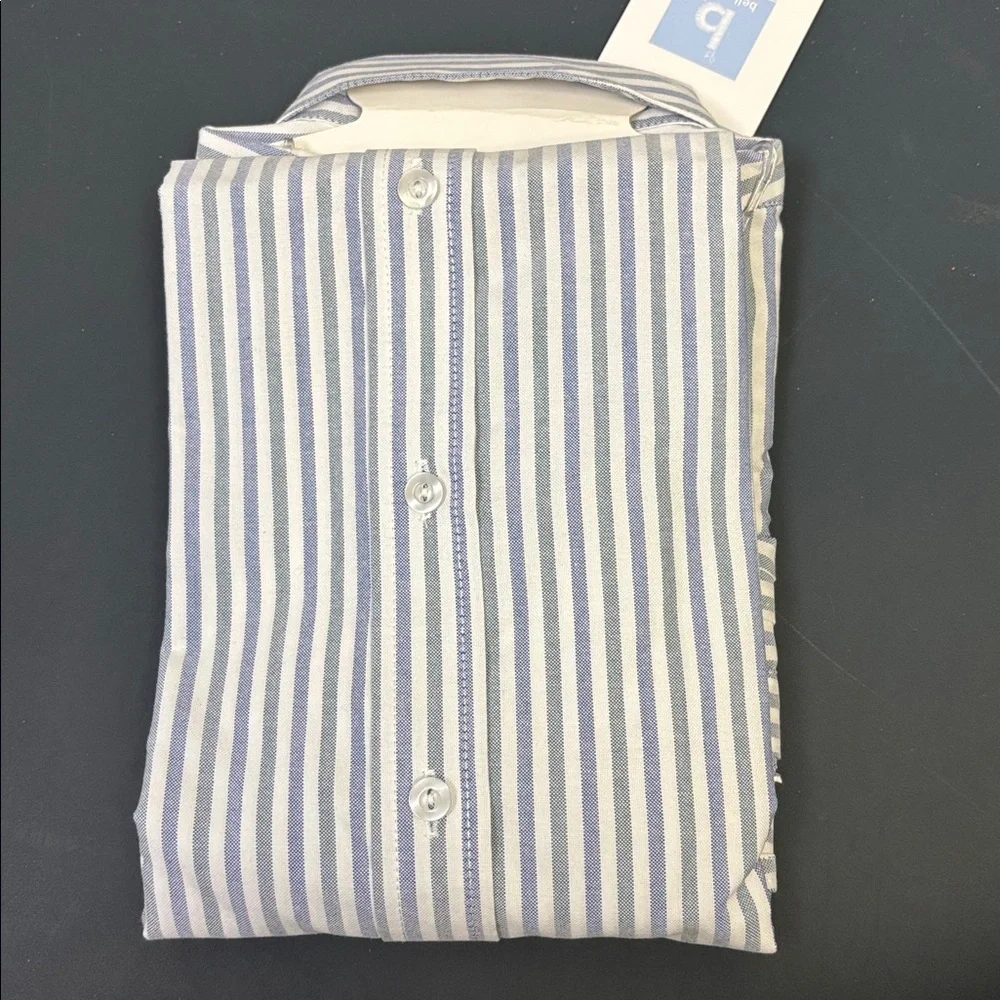 Sz 12 Bella Bliss Boy's Blue Striped Shirt button up long sleeve 100% cotton